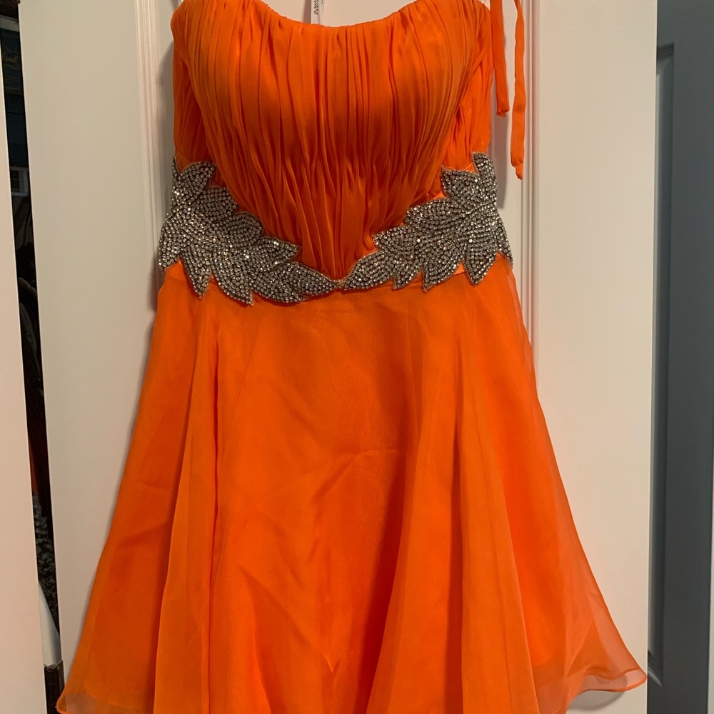 Jovani orange and embellished dress